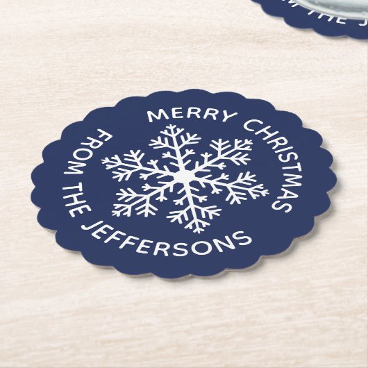 Navy Snowflake Paper Untersetzer (angewinkelt)