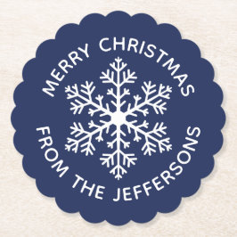 Navy Snowflake Paper Untersetzer