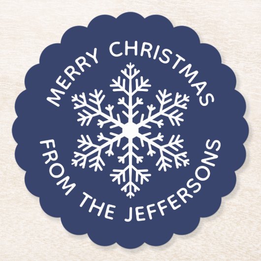Navy Snowflake Paper Untersetzer (Vorderseite)