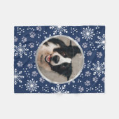 Navy Snowflake Paw Muster Pet Foto Fleecedecke (Vorderseite (Horizontal))