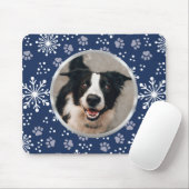Navy Snowflake Paw Muster Pet Foto Mousepad (Mit Mouse)