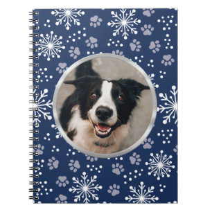 Navy Snowflake Paw Muster Pet Foto Notizblock