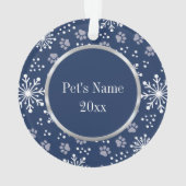 Navy Snowflake Paw Muster Pet Foto Ornament (Rückseite)