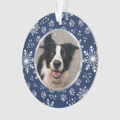 Navy Snowflake Paw Muster Pet Foto Ornament (Vorderseite)