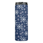 Navy Snowflake Paw Muster Pet Foto Thermosbecher (Rückseite)