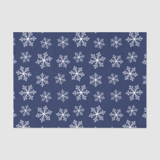 Navy Snowflake Tissue Paper Seidenpapier (Vorderseite)