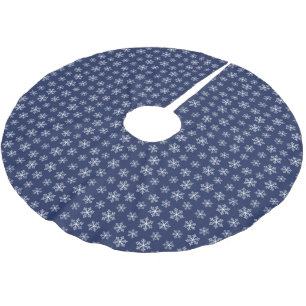 Navy Snowflake Tree Skirt Polyester Weihnachtsbaumdecke