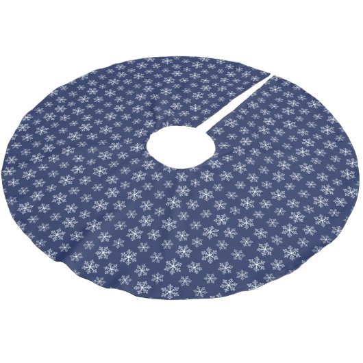 Navy Snowflake Tree Skirt Polyester Weihnachtsbaumdecke (Schrägansicht)