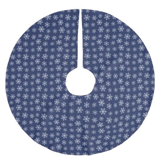 Navy Snowflake Tree Skirt Polyester Weihnachtsbaumdecke (Vorderseite)