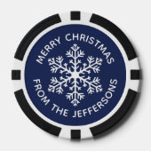 Navy Snowflake Weihnachts-Poker Chips (Vorderseite)