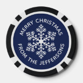 Navy Snowflake Weihnachts-Poker Chips (Rückseite)