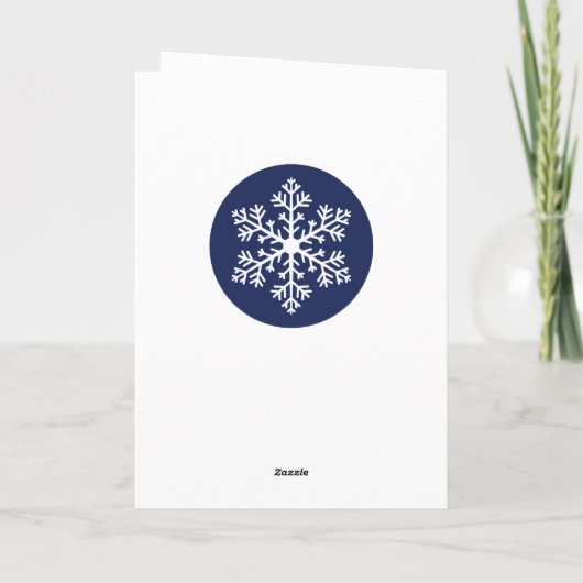 Navy Snowflake Weihnachtskarte Feiertagskarte (Rückseite)