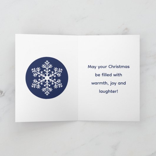 Navy Snowflake Weihnachtskarte Feiertagskarte (Innenseite)