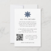 Navy Snowflake Winter WEDD QR DETAILS TEMPLATE Einladung (Vorderseite)
