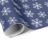 Navy Snowflake Wrapping Paper Geschenkpapier (Rolleneckpunkt)