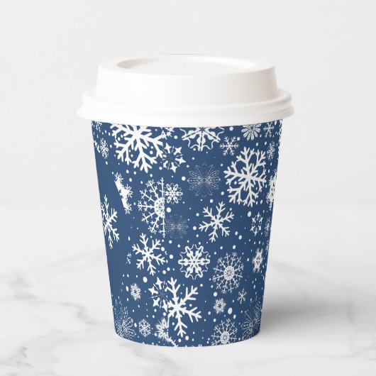 Navy Snowflake ZWEI Paper Cup Pappbecher (Links)