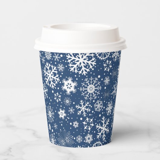 Navy Snowflake ZWEI Paper Cup Pappbecher (Rückseite)