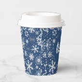 Navy Snowflake ZWEI Paper Cup Pappbecher (Rechts)