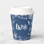 Navy Snowflake ZWEI Paper Cup Pappbecher (Vorderseite)