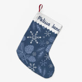 Navy Snowflakes und Pinecones individuell anpassba Kleiner Weihnachtsstrumpf (Vorderansicht (hängend))