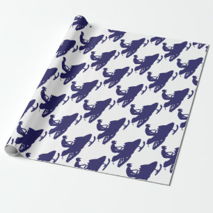 Navy-Snowmobiler Geschenkpapier