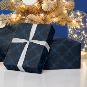 Navy Snowy Brushed Plaid Geschenkpapier