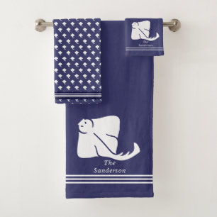 Navy Soft Blue Coastal Nautical Stingray Manta Ray Badhandtuch Set