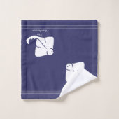 Navy Soft Blue Coastal Nautical Stingray Manta Ray Badhandtuch Set (Waschlappen)