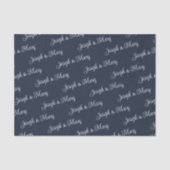 Navy & Soft Cloud Dancer White Script Wedding Seidenpapier (Vorderseite)