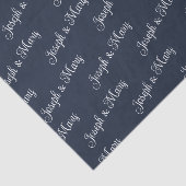 Navy & Soft Cloud Dancer White Script Wedding Seidenpapier (Ausschnitt)