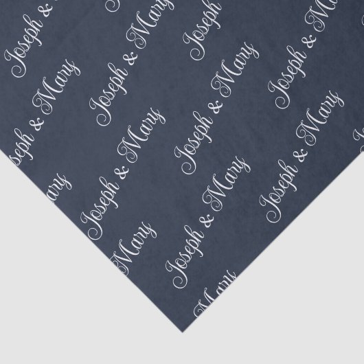 Navy & Soft Cloud Dancer White Script Wedding Seidenpapier (Ausschnitt)