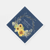 Navy Sonnenblume Pussy Willow Floral Baby Dusche Serviette (Ecke)