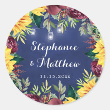 Navy Sonnenblumen Mason Jars Lights Blumenhochzeit