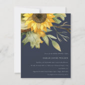 Navy Sonnenblumenwasser-Brautparty Einladung (Rückseite)