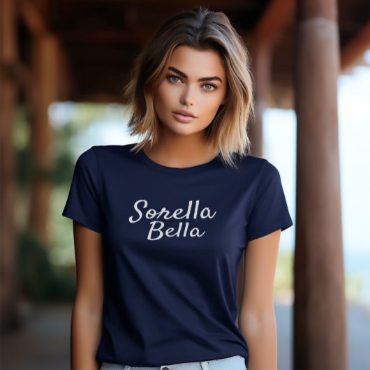 Navy Sorella Bella Italienische Schwester Weiße Sc T-Shirt