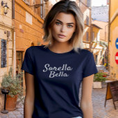 Navy Sorella Bella Italienische Schwester Weiße Sc T-Shirt