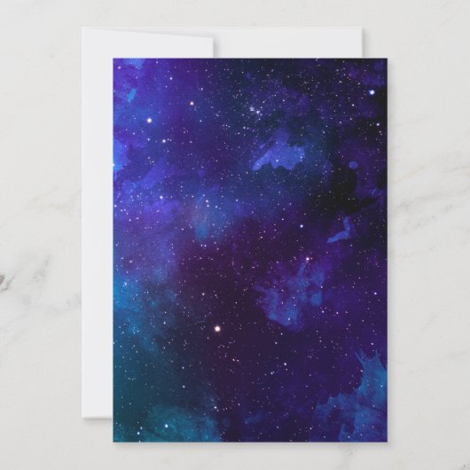 Navy Space. Nachtsterne. Modernes Brautparty Einladung (Rückseite)