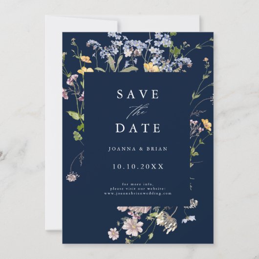 Navy Spring Wildblume Meadow Garden Foto Save The Date (Vorderseite)