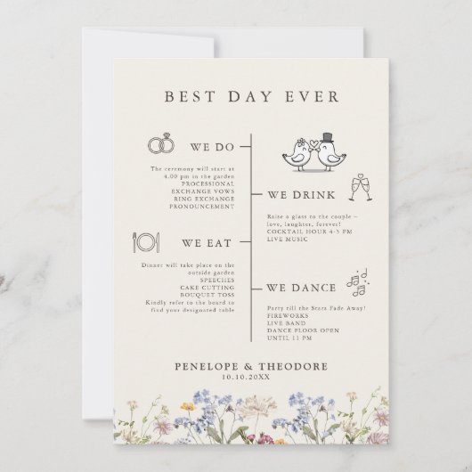 Navy Spring Wildblume Meadow Garden Program Einladung (Vorderseite)