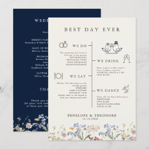 Navy Spring Wildblume Meadow Garden Program Einladung