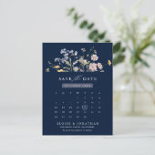 Navy Spring Wildblume Meadow Save the Date Postkarte (Stehend Vorderseite)