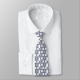 Navy Square Pattern Neck Tie Krawatte