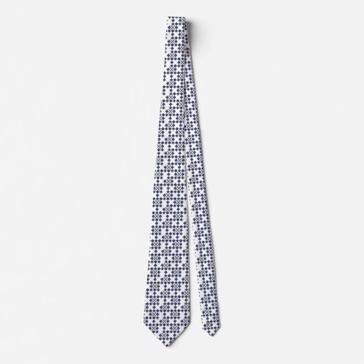 Navy Square Pattern Neck Tie Krawatte (Vorderseite)
