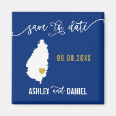 Navy St. Lucia Wedding Save the Date Map Magnet (Vorne)