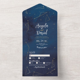 Navy Star Sign Wedding Invite & UAWG All In One Einladung