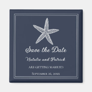 Navy Starfish Save-the-Date-Magnet Magnet