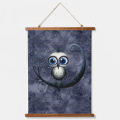 Navy Starry Night Abstrakt Nightbird Moon Sitzen Wandteppich Mit Holzrahmen (Vorderseite)