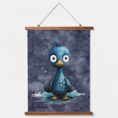 Navy Starry Night Niedlich Blue Abstrakt Duck Wandteppich Mit Holzrahmen (Vorderseite)