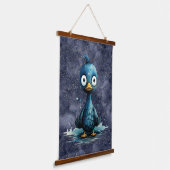 Navy Starry Night Niedlich Blue Abstrakt Duck Wandteppich Mit Holzrahmen (Gewinkelt)