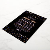 Navy Stars Bar Bat Mitzvah Einladung Gold Inlay (Gedreht)